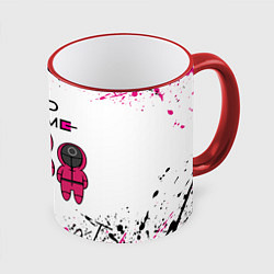 Кружка 3D ИГРА В КАЛЬМАРА, СТРАЖИ БРЫЗГИ КРАСОК, цвет: 3D-красный кант
