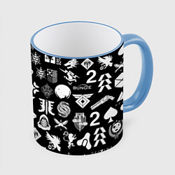 Кружка 3D DESTINY 2 PATTERN GAME LOGO ДЕСТИНИ 2 ПАТТЕРН СИМВ, цвет: 3D-небесно-голубой кант