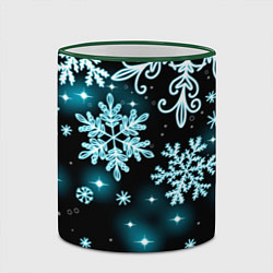 Кружка 3D Космические снежинки, цвет: 3D-зеленый кант — фото 2