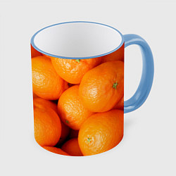 Кружка 3D Мандаринчик чик, цвет: 3D-небесно-голубой кант