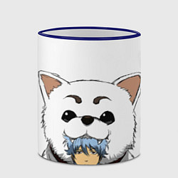 Кружка 3D Гинтоки Саката и песик Гинтама, цвет: 3D-синий кант — фото 2
