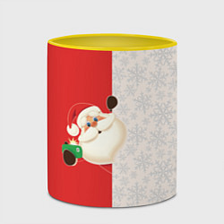 Кружка 3D Дед Мороз селфи, цвет: 3D-белый + желтый — фото 2