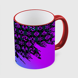 Кружка 3D GENSHIN NEON PATTERN SYMBOL НЕОН ЭМБЛЕМЫ, цвет: 3D-красный кант