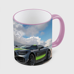 Кружка 3D Mercedes V8 Biturbo Racing Team AMG, цвет: 3D-розовый кант
