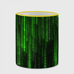 Кружка 3D Матрица двоичный код, цвет: 3D-желтый кант — фото 2