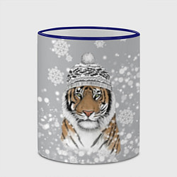 Кружка 3D Снежный тигр, цвет: 3D-синий кант — фото 2