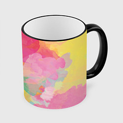 Кружка 3D Радужная акварель, цвет: 3D-черный кант