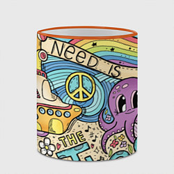 Кружка 3D All you need is The Beatles, цвет: 3D-оранжевый кант — фото 2