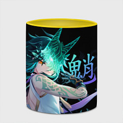 Кружка 3D Genshin Impact: Сяо, цвет: 3D-белый + желтый — фото 2