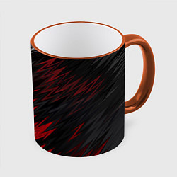 Кружка 3D ЧЁРНО КРАСНЫЕ КРАСКИ RED BLACK STRIPES, цвет: 3D-оранжевый кант