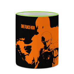 Кружка 3D Сайтама образ в силуэте One Punch-Man, цвет: 3D-светло-зеленый кант — фото 2