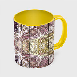 Кружка 3D Коллекция Фрактальная мозаика Фиолетово-желтый, цвет: 3D-белый + желтый