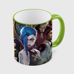 Кружка 3D Персонажи Аркейн, цвет: 3D-светло-зеленый кант
