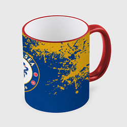 Кружка 3D ЧЕЛСИ, БРЫЗГИ КРАСОК, цвет: 3D-красный кант