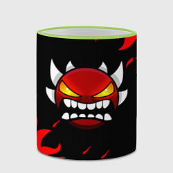 Кружка 3D Geometry Dash: Demon Red Fire, цвет: 3D-светло-зеленый кант — фото 2
