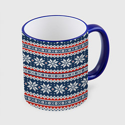 Кружка 3D Knitted Christmas Pattern, цвет: 3D-синий кант