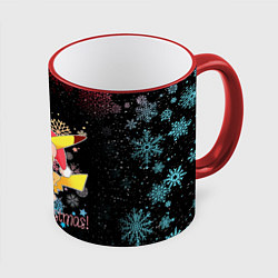 Кружка 3D MERRY CHRISTMAS ПИКАЧУ 2022 ПОКЕМОНЫ, цвет: 3D-красный кант