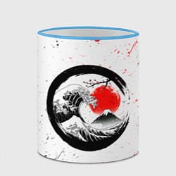 Кружка 3D САКУРА, КРАСНОЕ СОЛНЦЕ ЯПОНИИ, ФУДЗИЯМА, цвет: 3D-небесно-голубой кант — фото 2