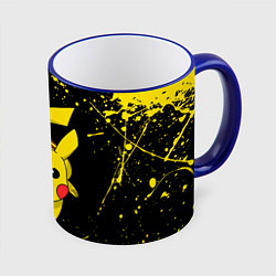 Кружка 3D ПИКАЧУ БРЫЗГИ КРАСОК, цвет: 3D-синий кант