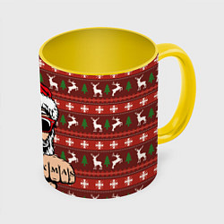 Кружка 3D Bad Santa Плохой Санта, цвет: 3D-белый + желтый