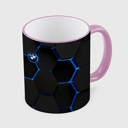Кружка 3D BMW blue neon theme, цвет: 3D-розовый кант