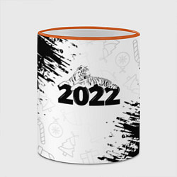 Кружка 3D Тигр отдыхает на цифре 2022, цвет: 3D-оранжевый кант — фото 2