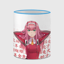 Кружка 3D 02 ZERO TWO DARLING IN THE FRANXX ИЕРОГЛИФЫ, цвет: 3D-небесно-голубой кант — фото 2