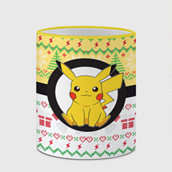 Кружка 3D Новогодний Пикачу Pokemon, цвет: 3D-желтый кант — фото 2