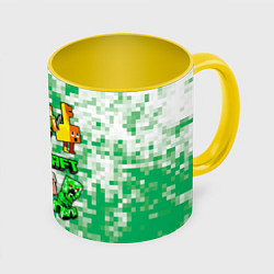 Кружка 3D Minecraft персонажи мобы, цвет: 3D-белый + желтый