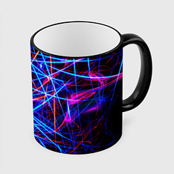 Кружка 3D NEON LINES Glowing Lines Effect, цвет: 3D-черный кант