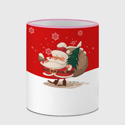 Кружка 3D Новогодний санта New Years Santa, цвет: 3D-розовый кант — фото 2