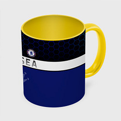 Кружка 3D FC Chelsea London ФК Челси Лонон, цвет: 3D-белый + желтый
