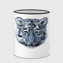 Кружка 3D Взгляд белого тигра, цвет: 3D-черный кант — фото 2