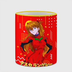 Кружка 3D Аска Лэнгли Сорью Evangelion, цвет: 3D-желтый кант — фото 2