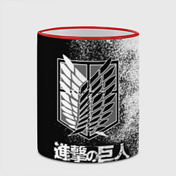 Кружка 3D Чёрно-Белый Логотип Атака Титанов, цвет: 3D-красный кант — фото 2
