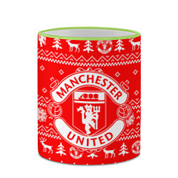 Кружка 3D FC Manchester United: Новогодний узор, цвет: 3D-светло-зеленый кант — фото 2
