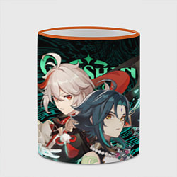 Кружка 3D КАЗУХА И СЯО XIAO AND KAZUHA GENSHIN, цвет: 3D-оранжевый кант — фото 2
