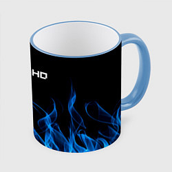 Кружка 3D Ноггано 228: Огонь, цвет: 3D-небесно-голубой кант