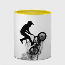 Кружка 3D ВЕЛОСПОРТ BMX Racing, цвет: 3D-белый + желтый — фото 2