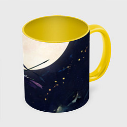 Кружка 3D СЯО НА ФОНЕ ЛУНЫ XIAO ГЕНШИН, цвет: 3D-белый + желтый
