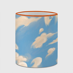 Кружка 3D Рисунок голубого неба с облаками маслом, цвет: 3D-оранжевый кант — фото 2