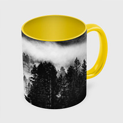 Кружка 3D ТУМАННЫЙ ЛЕС - ТЕМНЫЙ ЛЕС, цвет: 3D-белый + желтый
