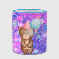 Кружка 3D День Рождения - Медвежонок с шариками, цвет: 3D-небесно-голубой кант — фото 2
