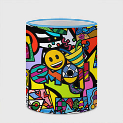 Кружка 3D Romero Britto - emoji, цвет: 3D-небесно-голубой кант — фото 2