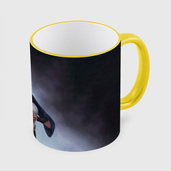 Кружка 3D Красотка Марси, цвет: 3D-желтый кант