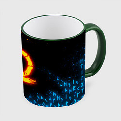 Кружка 3D GOD OF WAR CRATOS FIRE SYMBOL RUNE, цвет: 3D-зеленый кант