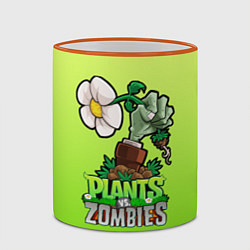 Кружка 3D Plants vs Zombies зомбо-рука, цвет: 3D-оранжевый кант — фото 2