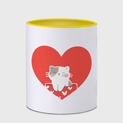 Кружка 3D Котик желает любви, цвет: 3D-белый + желтый — фото 2