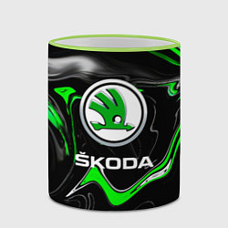 Кружка 3D Skoda: Auto Logo, цвет: 3D-светло-зеленый кант — фото 2