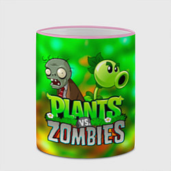 Кружка 3D Plants vs Zombies горохострел и зомби, цвет: 3D-розовый кант — фото 2